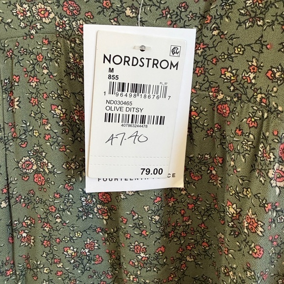 Fourteenth Place green Floral Long Sleeve Dress Size M NWT - Picture 5 of 7